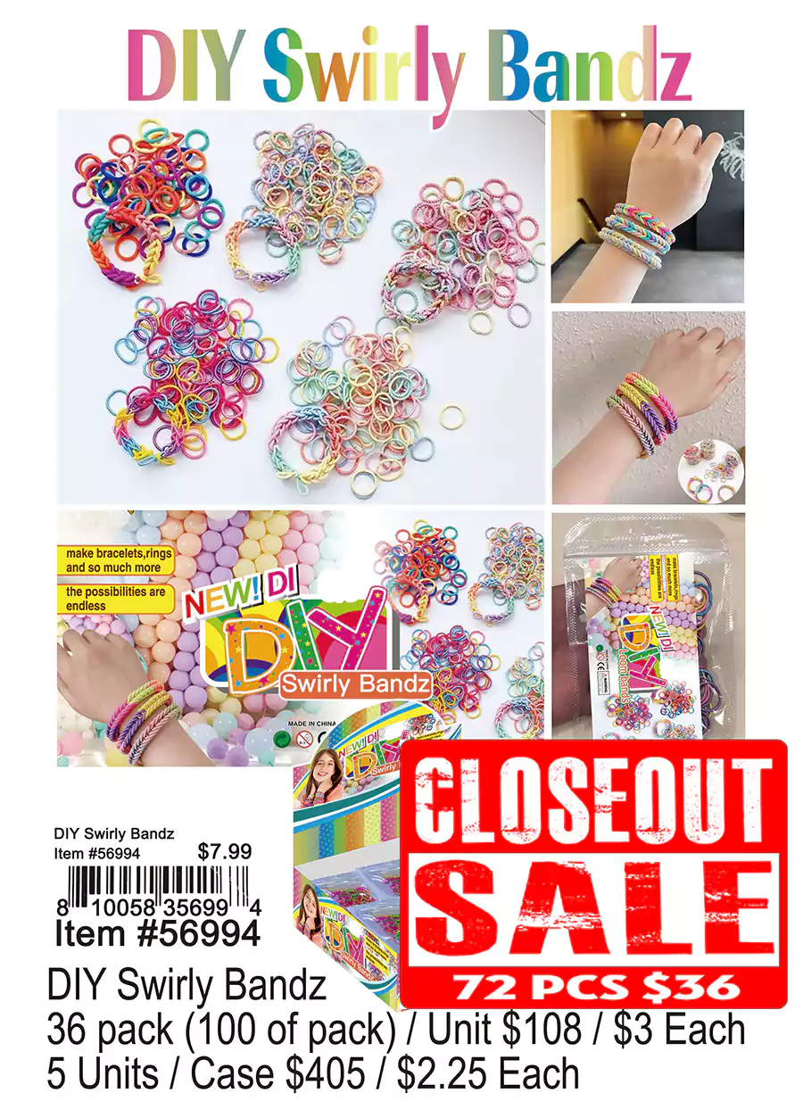 DIY Swirly Bandz - Closeout 72 Pcs.